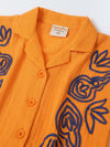 Orange Cotton Gauze Embroidered Set