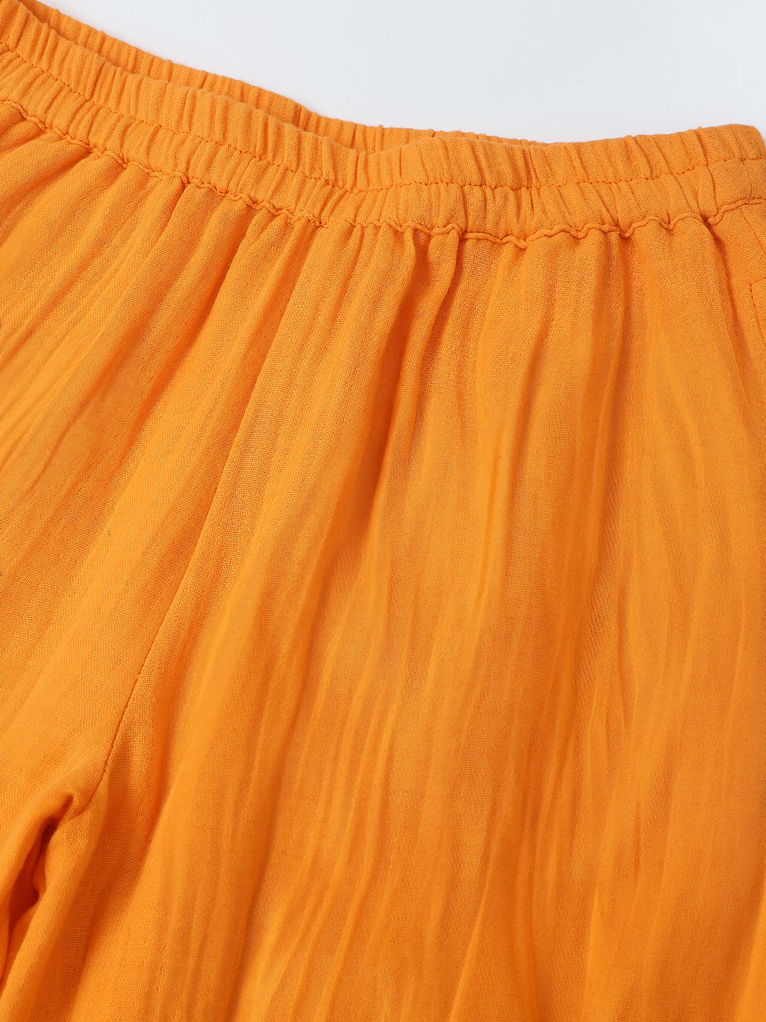 Orange Cotton Gauze Embroidered Set