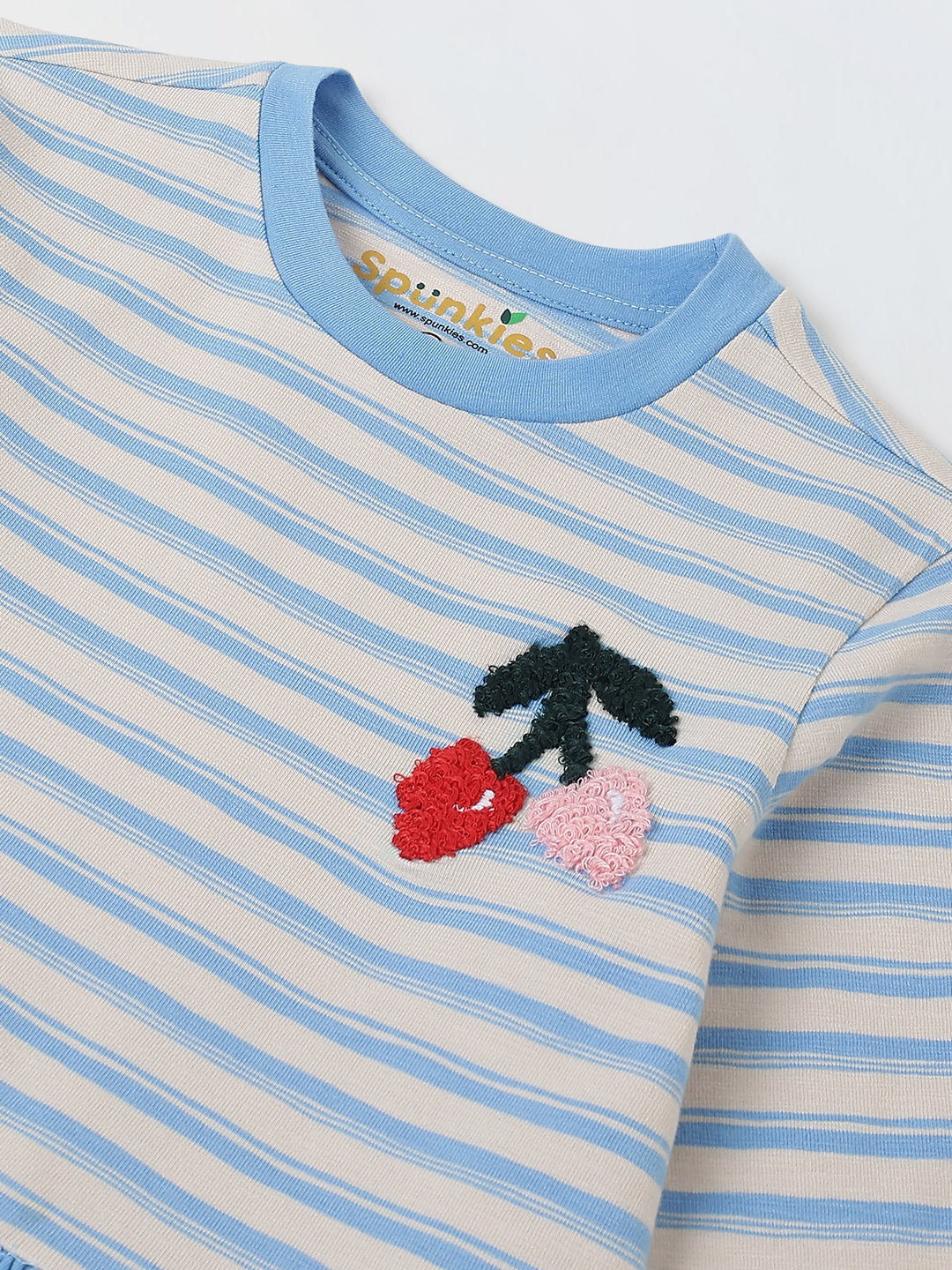 Girls Blue Striped Full Sleeves Dress