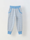 Girls Blue Striped T-shirt with Pyjamas Set