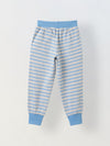 Girls Blue Striped T-shirt with Pyjamas Set