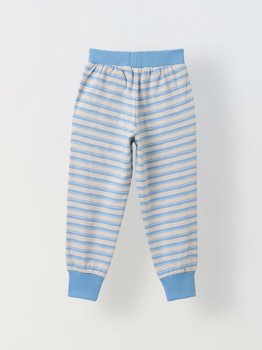 Girls Blue Striped T-shirt with Pyjamas Set