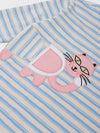 Girls Blue Striped T-shirt with Pyjamas Set