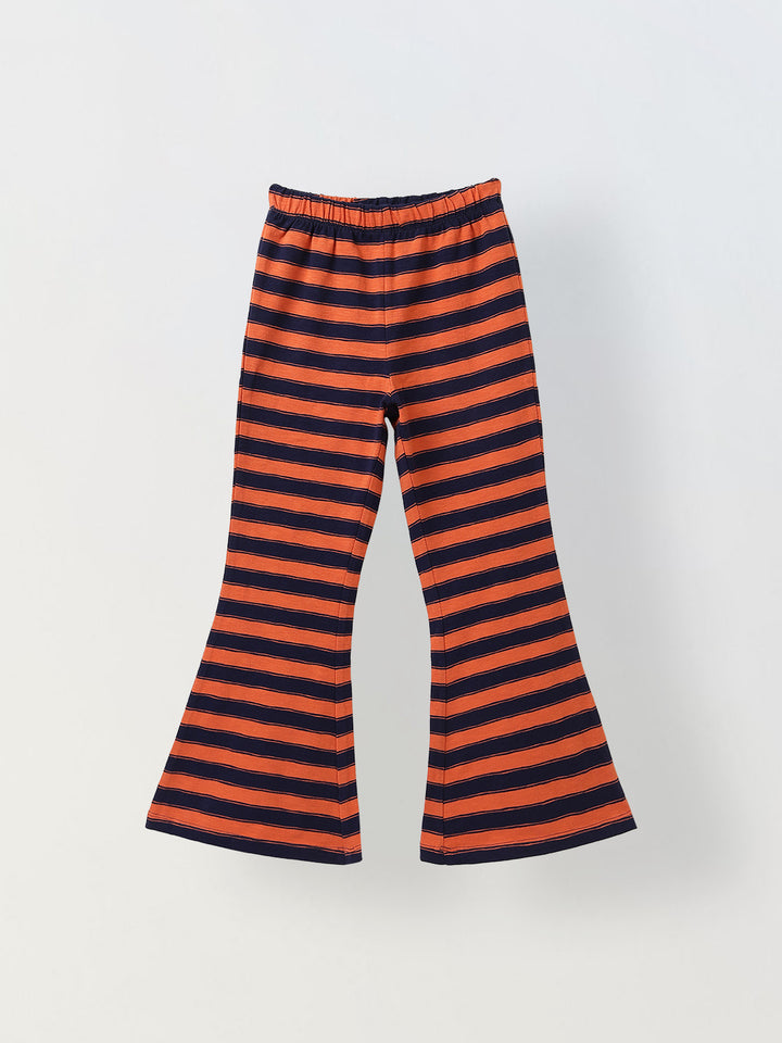 Girls Red Striped T-shirt with Pyjamas Set