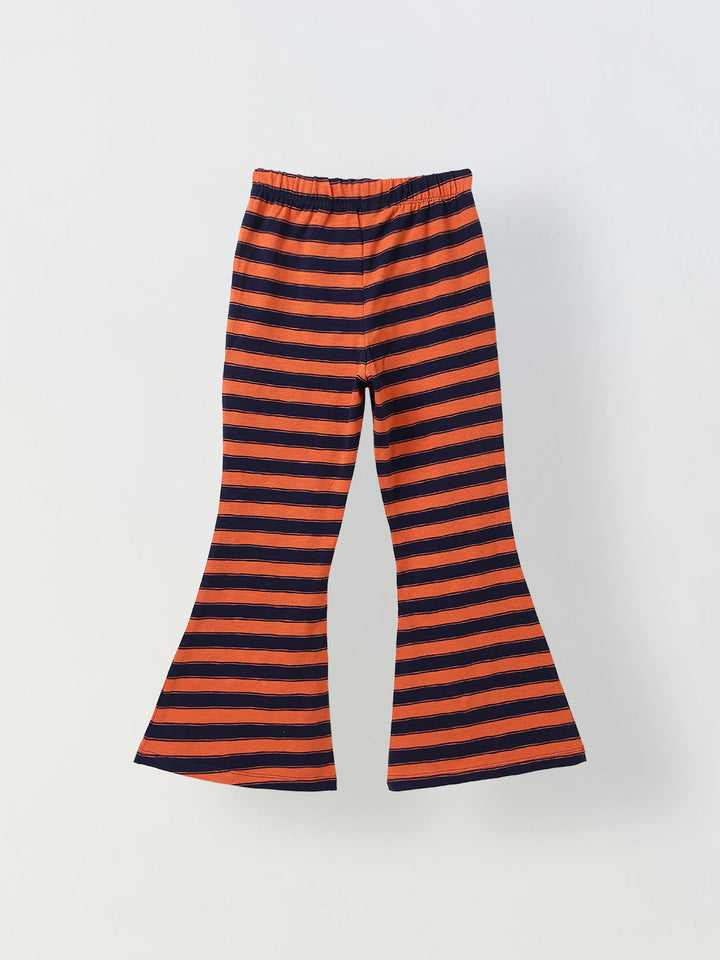 Girls Red Striped T-shirt with Pyjamas Set