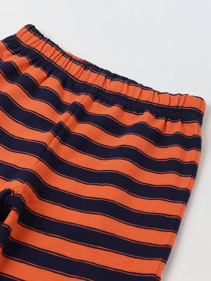 Girls Red Striped T-shirt with Pyjamas Set