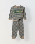Girls Green Striped T-shirt with Pyjamas Set