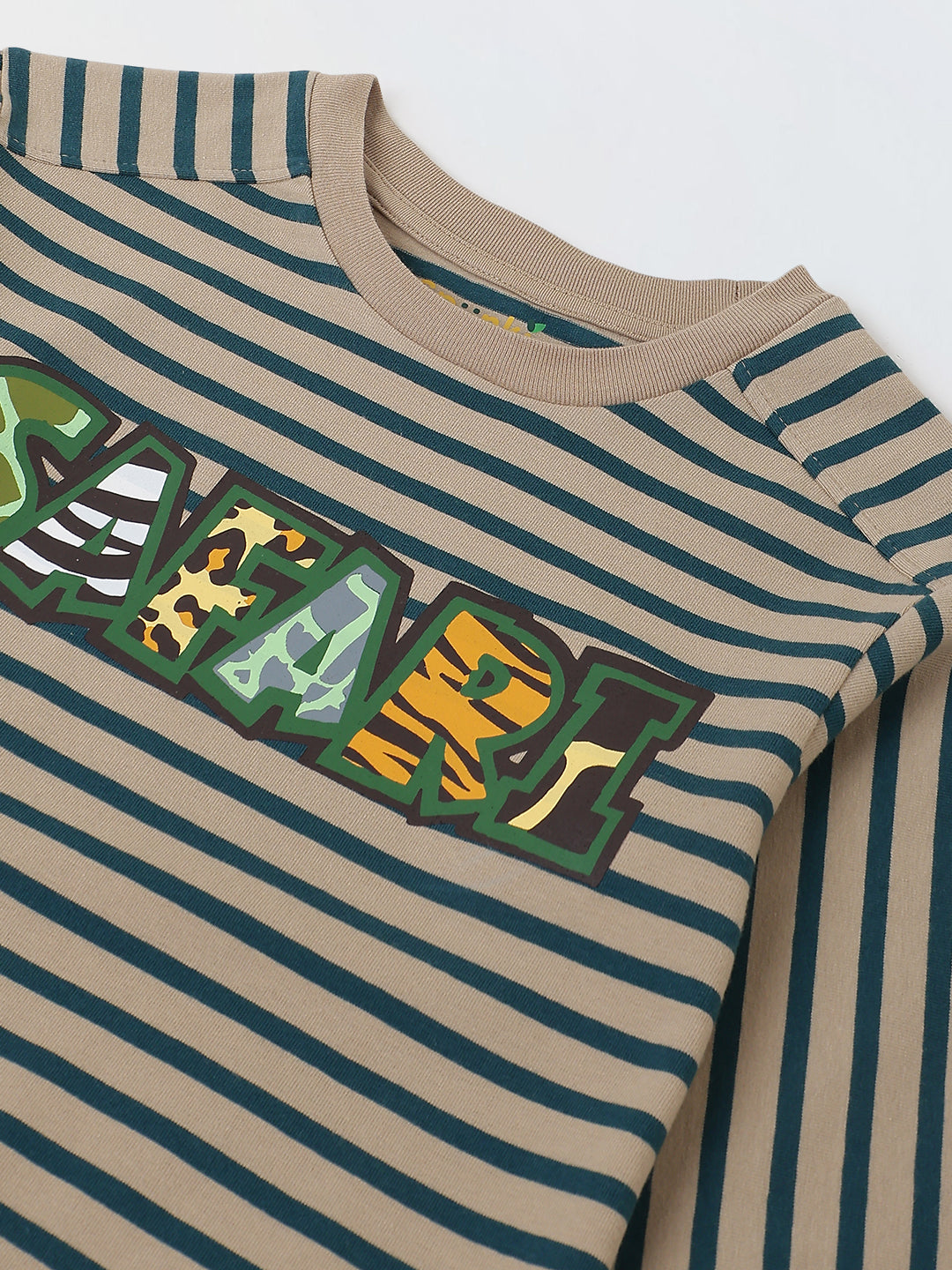 Girls Green Striped T-shirt with Pyjamas Set