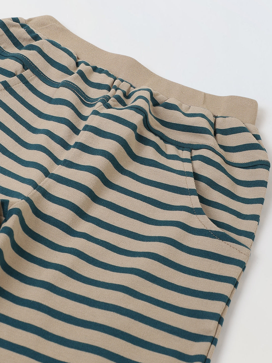 Girls Green Striped T-shirt with Pyjamas Set