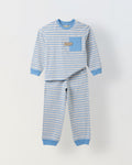 Beige & Blue Striped T-shirt with Pyjamas Set