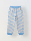 Beige & Blue Striped T-shirt with Pyjamas Set