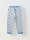 Beige & Blue Striped T-shirt with Pyjamas Set