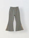 Girls Green & Beige Striped T-shirt with Pyjamas Set
