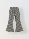 Girls Green & Beige Striped T-shirt with Pyjamas Set