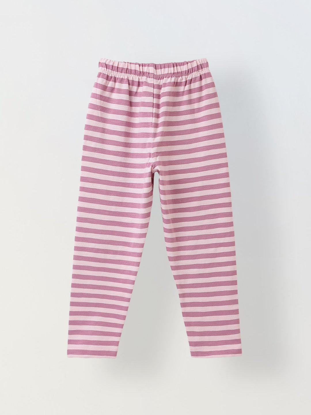 Girls Pink Striped T-shirt with Pyjamas Set