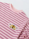 Girls Pink Striped T-shirt with Pyjamas Set