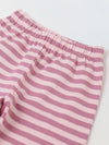 Girls Pink Striped T-shirt with Pyjamas Set