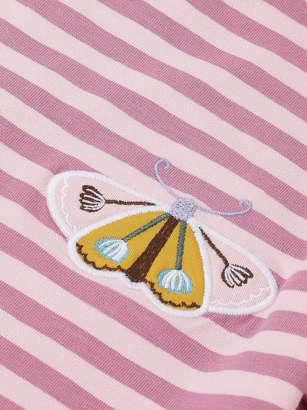 Girls Pink Striped T-shirt with Pyjamas Set