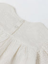 Spunkies Girls White Geometric Embroidered Round Neck Short Sleeves Top and Trousers Set