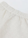 Spunkies Girls White Geometric Embroidered Round Neck Short Sleeves Top and Trousers Set