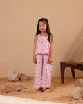 Spunkies Girls Pink Geometric Print Square Neck Sleeveless Top and Trousers Set