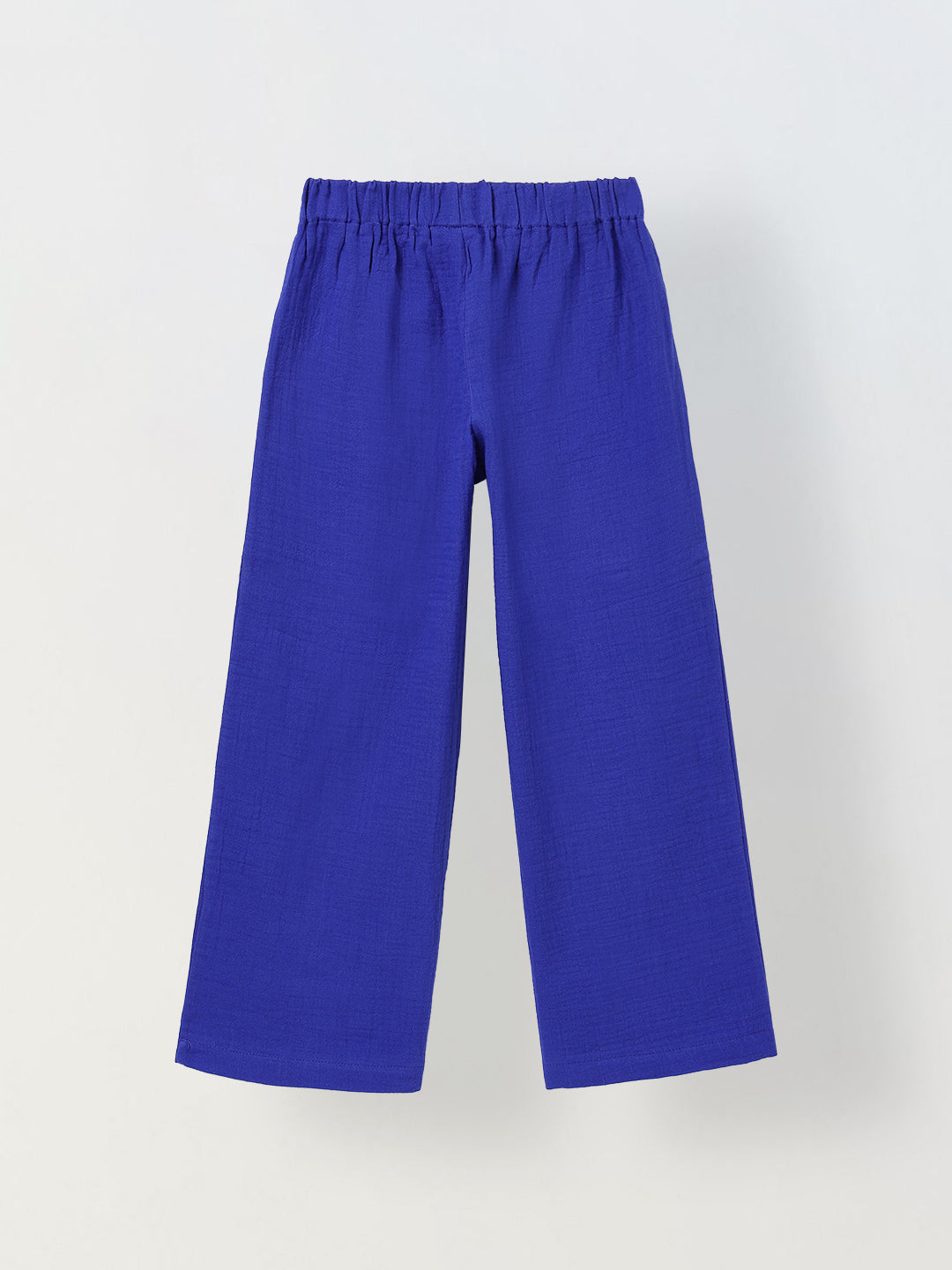 Spunkies Girls Blue Smocked Round Neck Sleeveless Top and Trousers Set