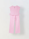 Spunkies Girls Pink Smocked Round Neck Sleeveless Top and Trousers Set