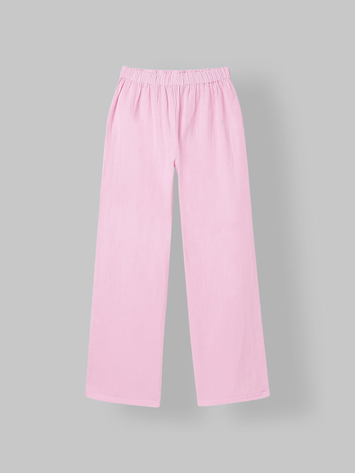 Spunkies Girls Pink Smocked Round Neck Sleeveless Top and Trousers Set