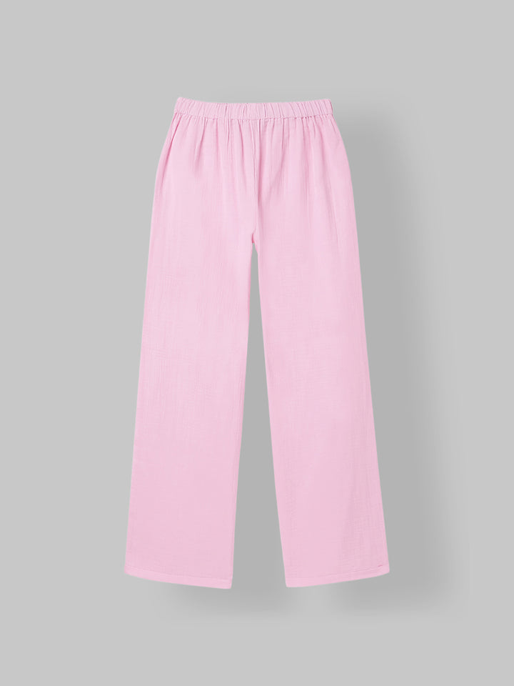Spunkies Girls Pink Smocked Round Neck Sleeveless Top and Trousers Set