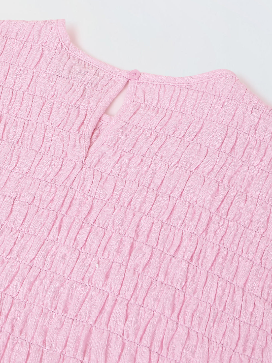 Spunkies Girls Pink Smocked Round Neck Sleeveless Top and Trousers Set