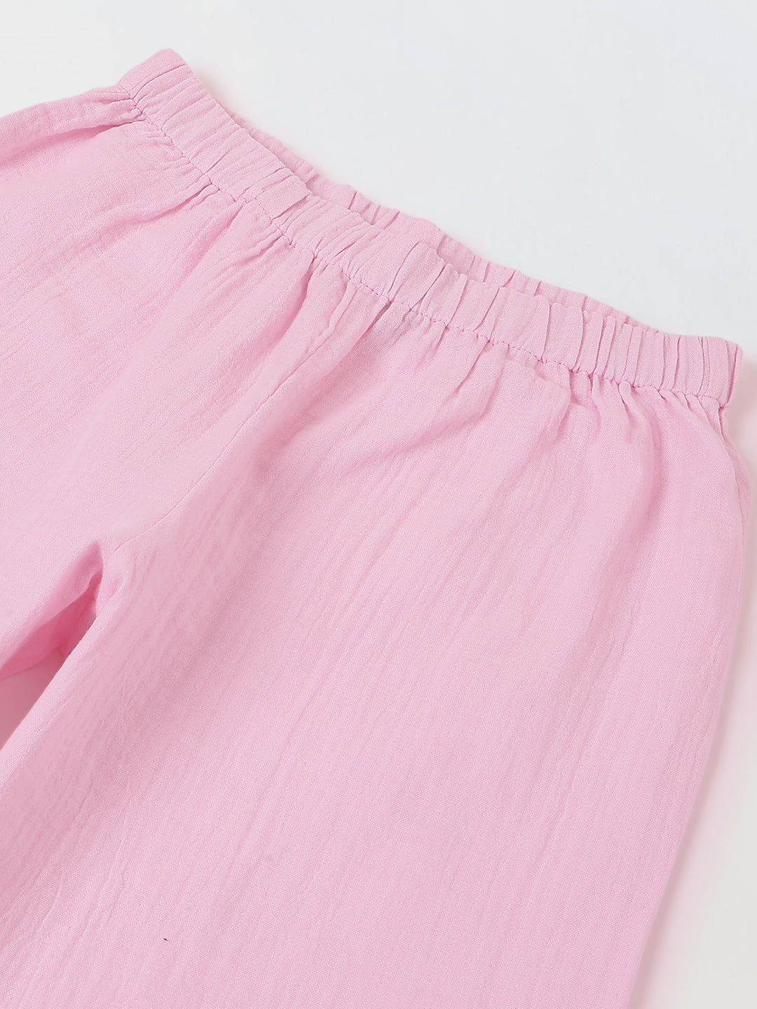Spunkies Girls Pink Smocked Round Neck Sleeveless Top and Trousers Set