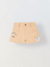 Spunkies Girls Peach Graphic Print Button and Zip Shorts