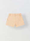 Spunkies Girls Peach Graphic Print Button and Zip Shorts