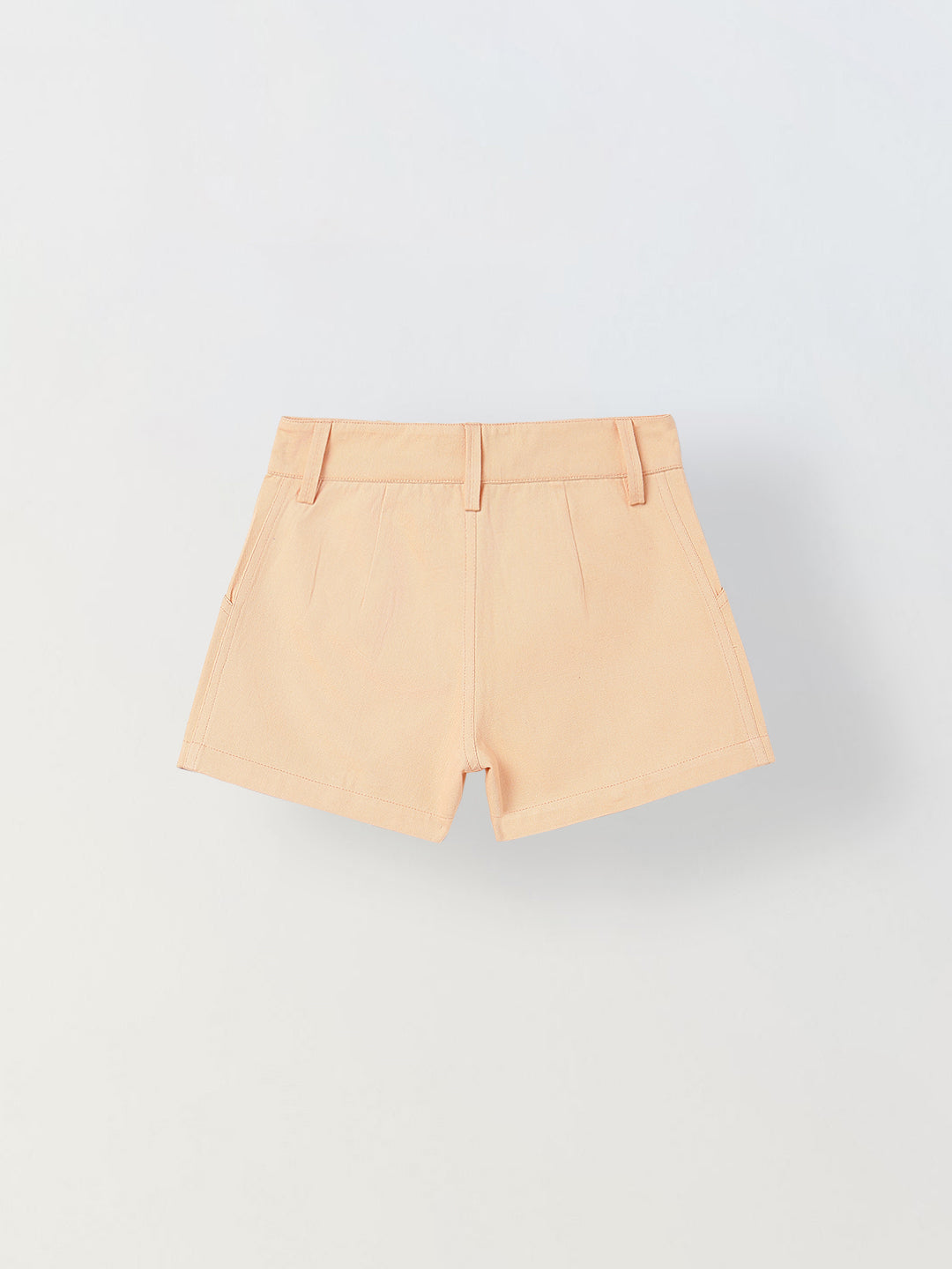 Spunkies Girls Peach Graphic Print Button and Zip Shorts