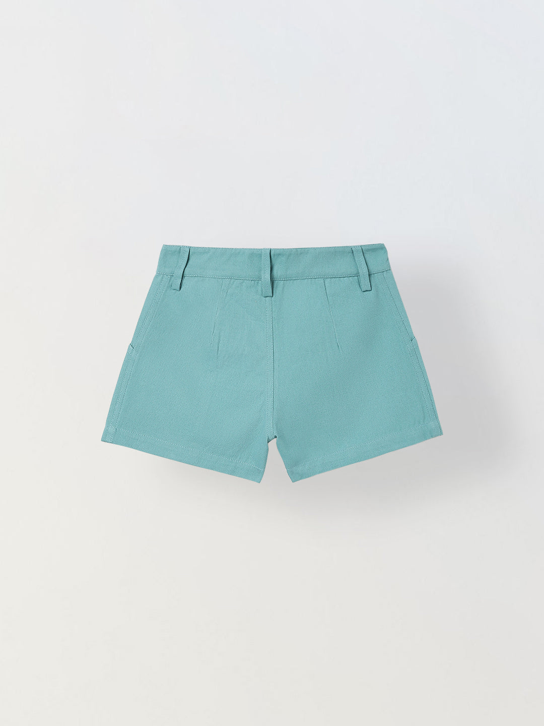 Spunkies Girls Green Solid Button and Zip Shorts