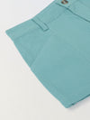 Spunkies Girls Green Solid Button and Zip Shorts