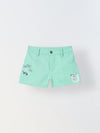 Spunkies Girls Green Graphic Print Button and Zip Shorts