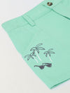 Spunkies Girls Green Graphic Print Button and Zip Shorts