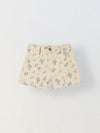 Spunkies Girls Beige Geometric Print Button and Zip Shorts