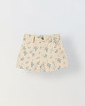 Spunkies Girls Beige Geometric Print Button and Zip Shorts