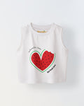 Everyday Heart Print Sleelevess Crop top (New)