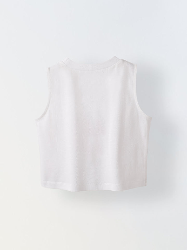 White Watermelon Print  Sleeveless Crop Top – Girls
