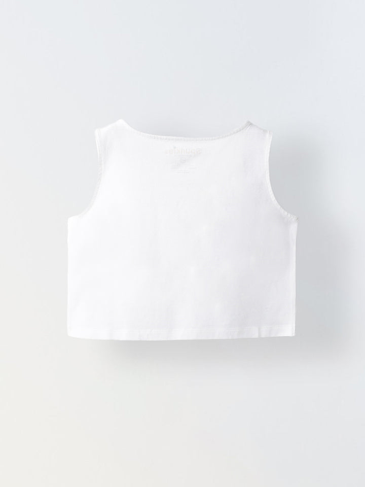 White Watermelon Print Sleeveless Crop Top – Girls