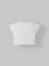 Spunkies White Girls Graphic Print Round Neck Cap Sleeves Top