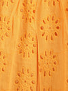 Girls Orange Round Neck Schiffli Top