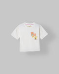 Spunkies White Girls Graphic Print Round Neck Short Sleeves Top