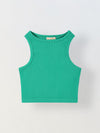 Spunkies Green Girls Solid Round Neck Sleeveless Tank Top
