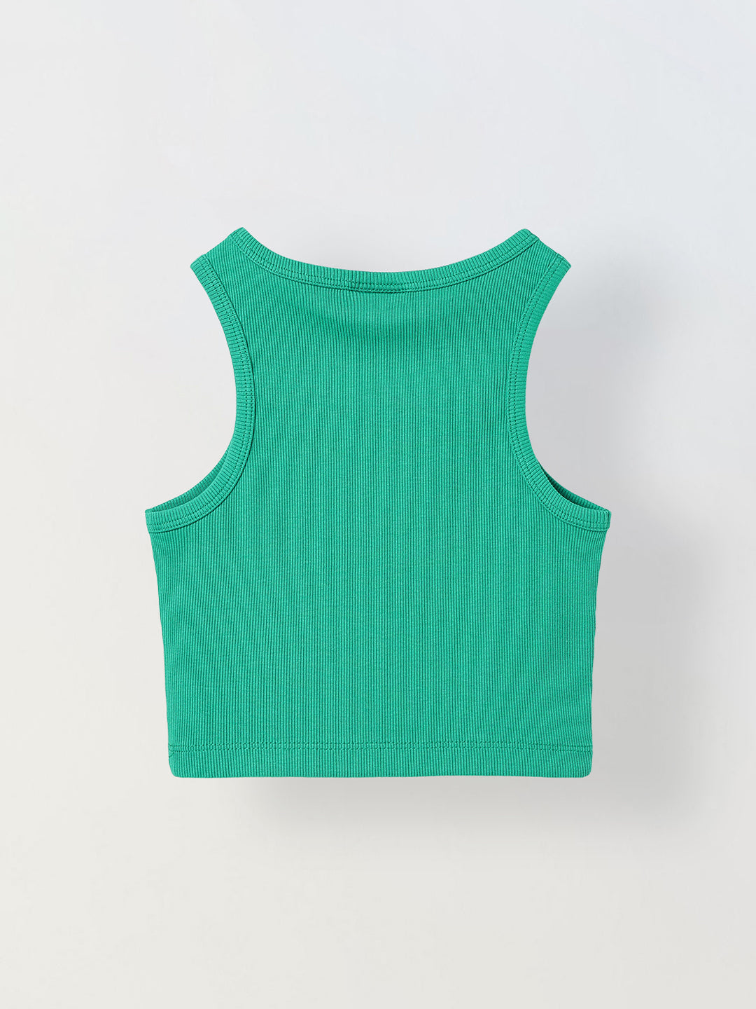 Spunkies Green Girls Solid Round Neck Sleeveless Tank Top