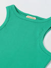 Spunkies Green Girls Solid Round Neck Sleeveless Tank Top