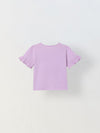 Spunkies Purple Girls Solid Round Neck Short Sleeves Top